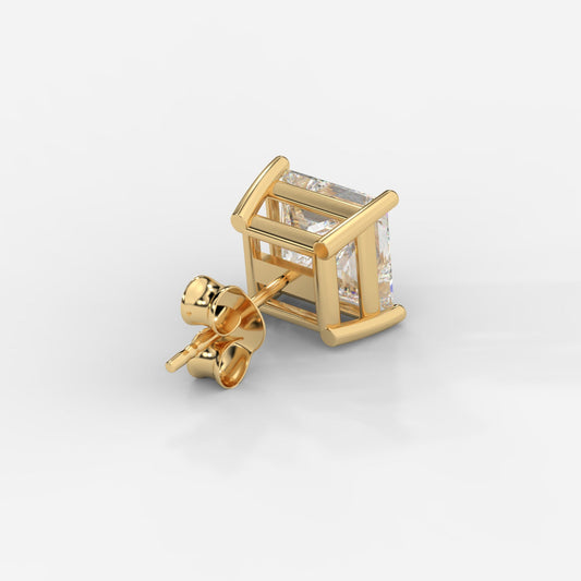 Princess Cut Basket Studs