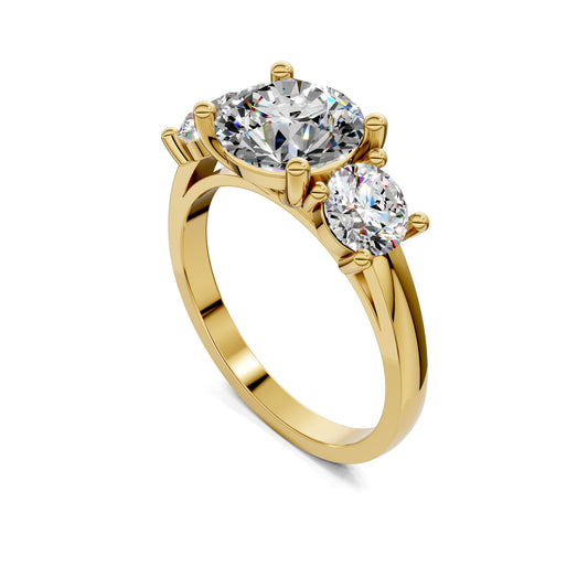 Amber Round Three Stone Engagement Ring