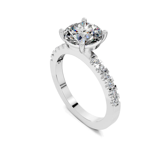 Jasmine Petite Pave Solitaire Engagement Ring