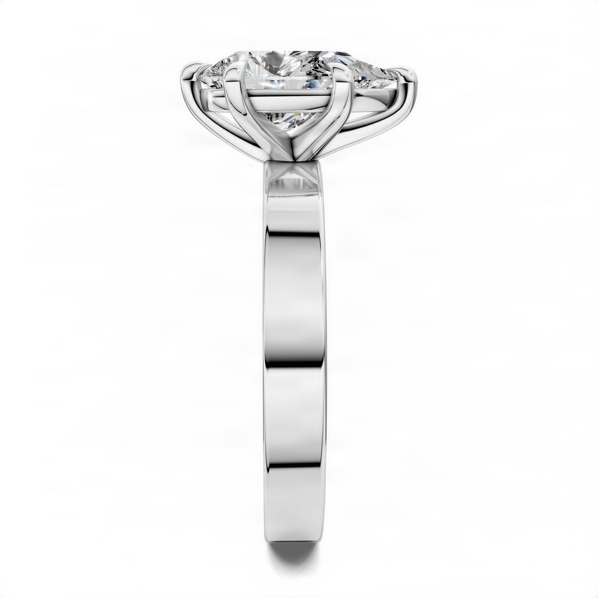Silver-tone pear-shaped solitaire ring with prong-set center stone