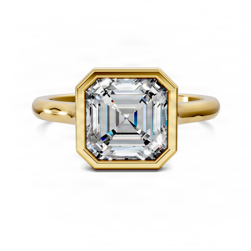 Opes Asscher Bezel Cathedral Solitaire Ring