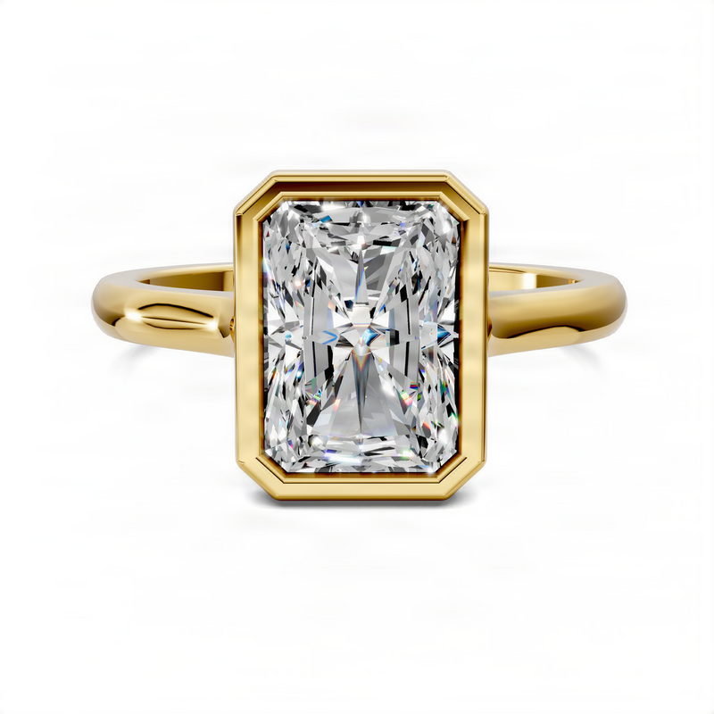 Opes Radiant Bezel Cathedral Solitaire Ring