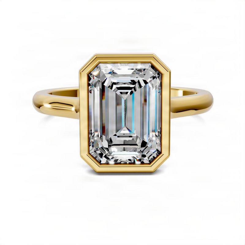 Opes Emerald Bezel Cathedral Solitaire Ring