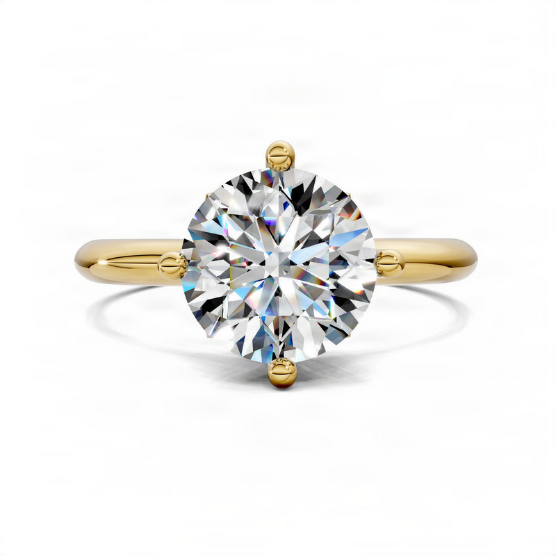 Opes Round Petal Crown Solitaire Engagement Ring