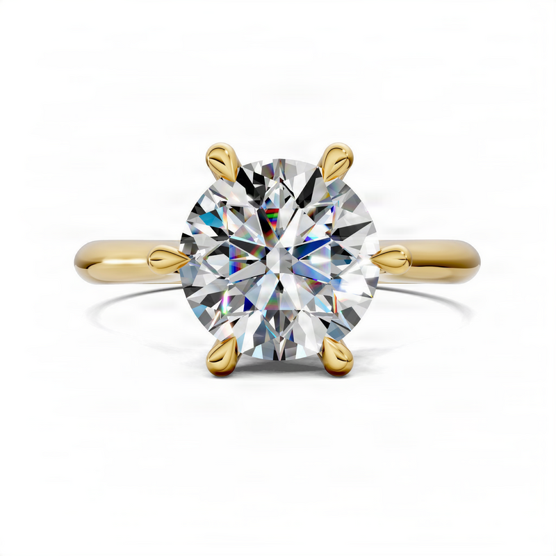 Opes Round Solitaire six prong Ring