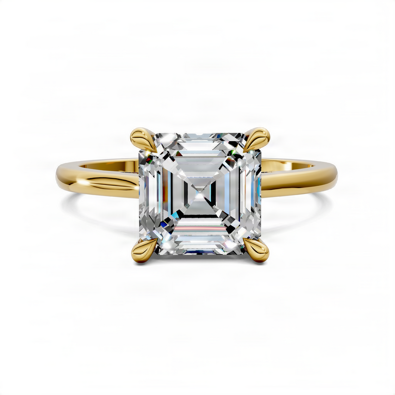 Opes Asscher Petite Bridge Pave And Hidden Halo Ring