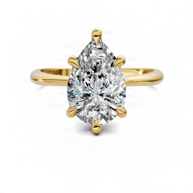 Opes Pear Vine Solitaire Ring