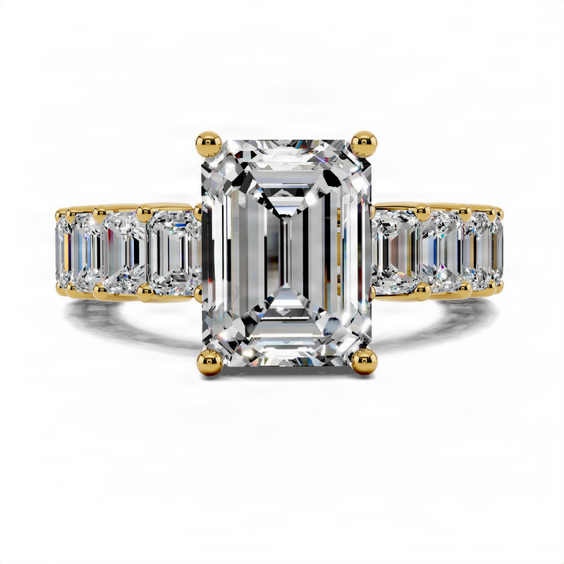 Opes Emerald Eternity Pave Engagement Ring
