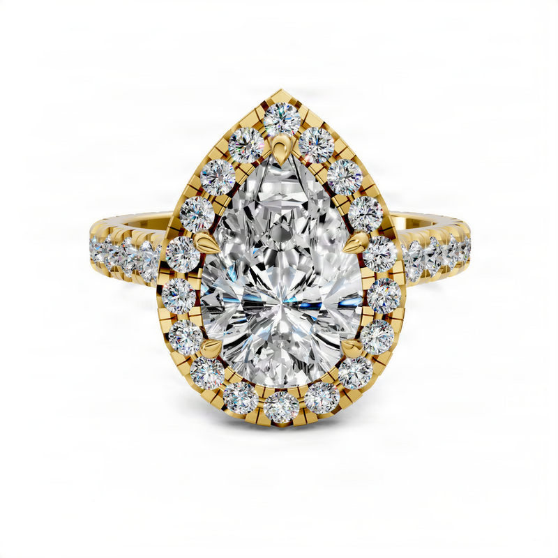 Opes Pear Halo Cathedral Ring