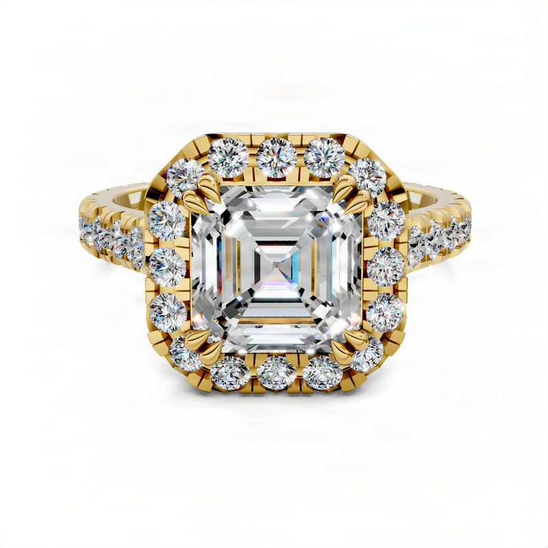 Opes Asscher Halo Cathedral Ring