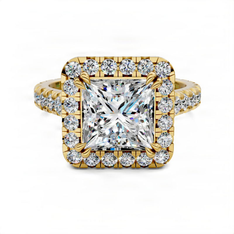 Opes Princess Halo Cathedral Ring