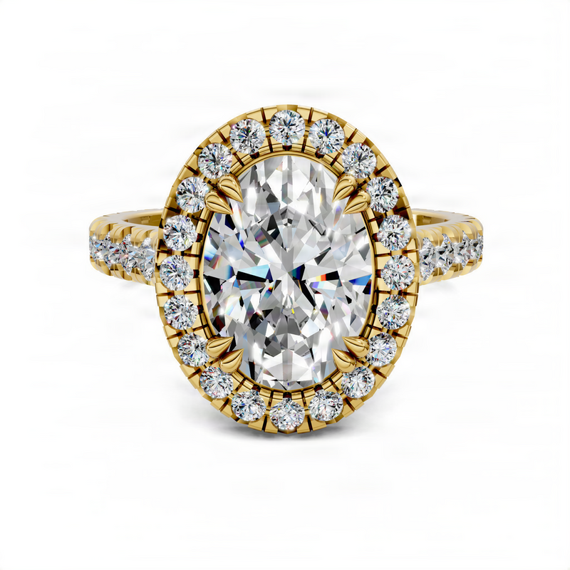 Opes Oval Halo Cathedral Ring