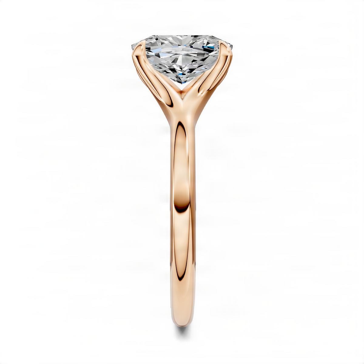 Yellow gold solitaire ring with split-prong setting and round diamond-style center stone