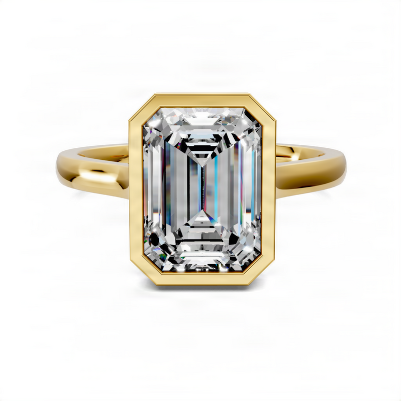Opes Emerald Bezel Halo Ring