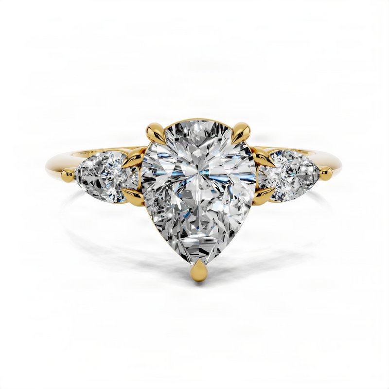 Opes Pear Three Stone Engagement Ring
