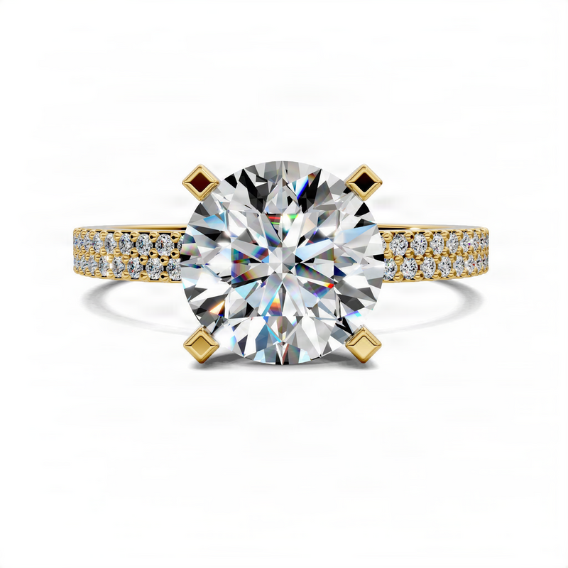 Opes Round Twin Pave Engagement Ring