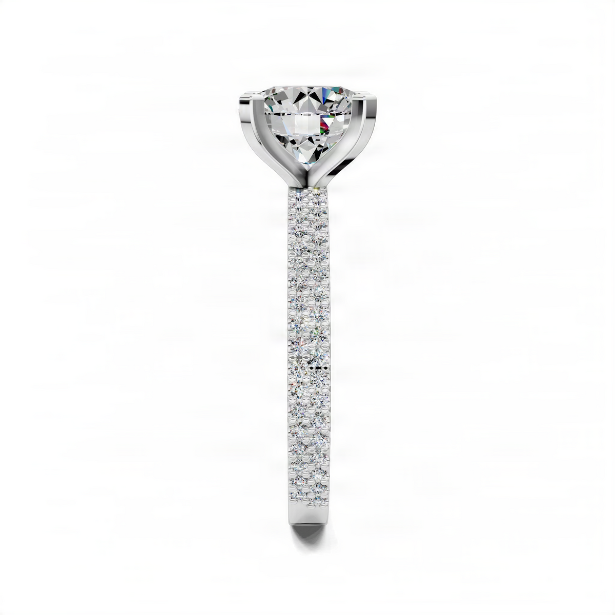 Opes Round Twin Pave Engagement Ring