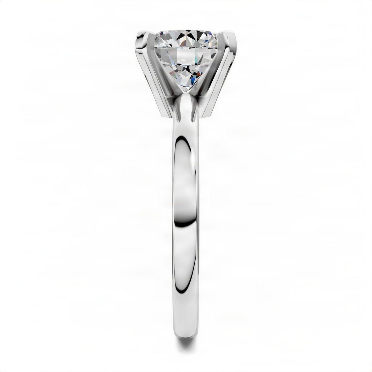 Platinum-look round solitaire diamond ring with slim band