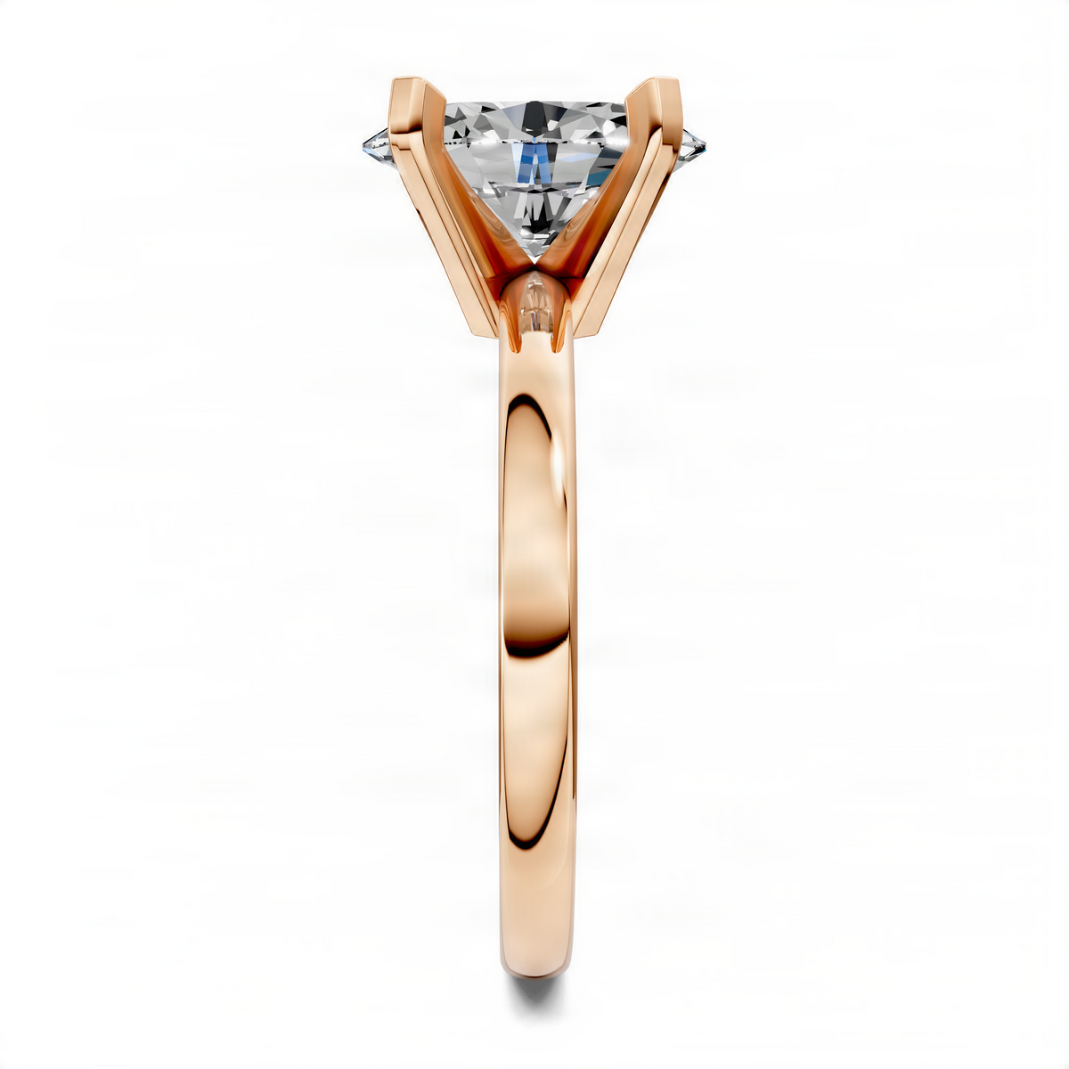 Rose gold oval solitaire engagement ring with prong-set center stone