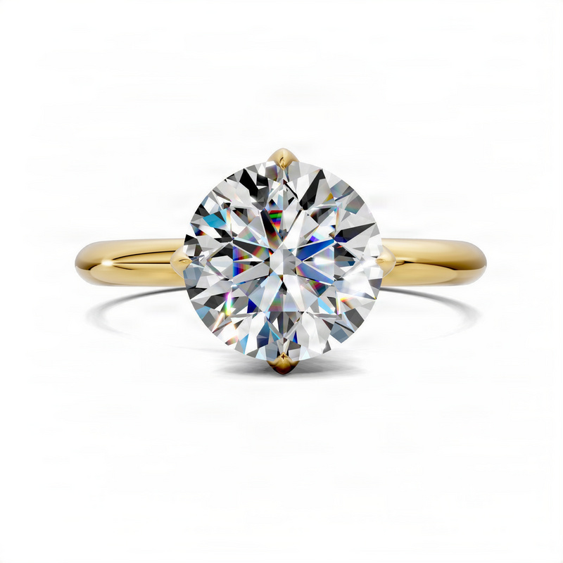 Opes Round Lotus Basket Solitaire Engagement Ring