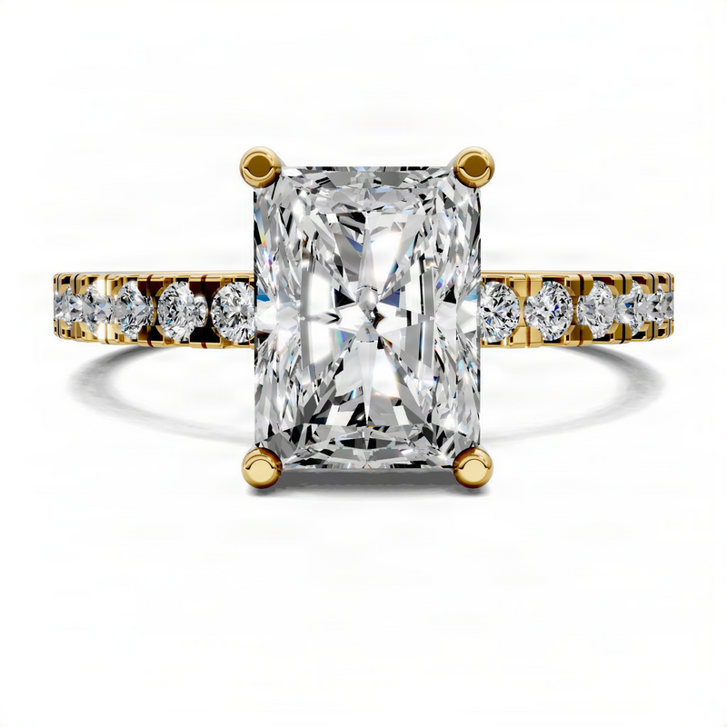 Opes Radiant Petite Pave and Hidden Halo Engagement Ring