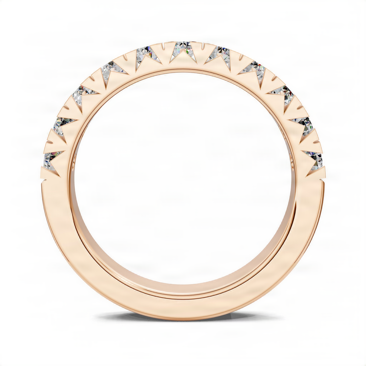 Gold pavé diamond band ring with geometric diamond accents