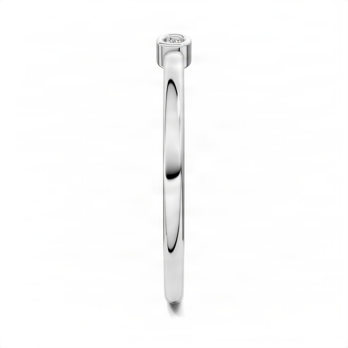 White gold gap band ring in slim curved profile with two-tone underside detail