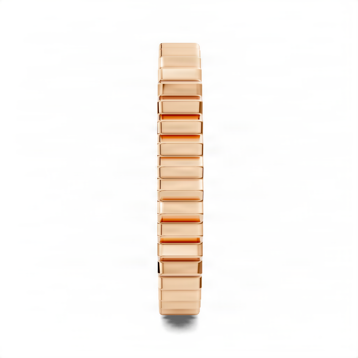 Fluted band ring with stepped ridges, rose-gold tone, narrow side view