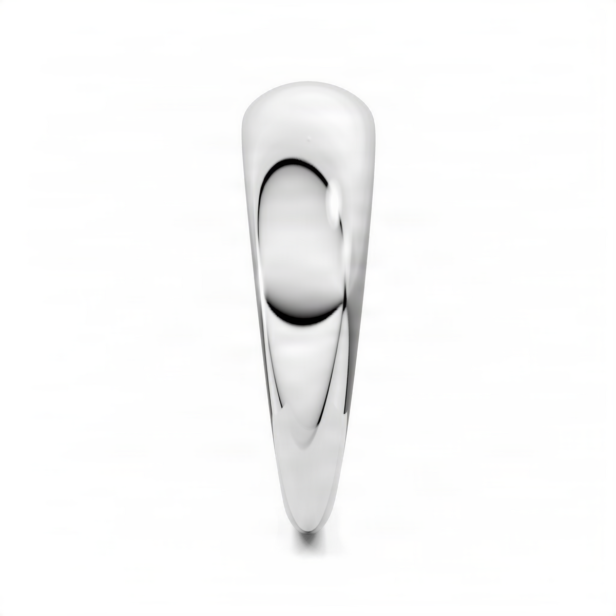 Polished white gold dome ring, front view showing rounded top and inner band