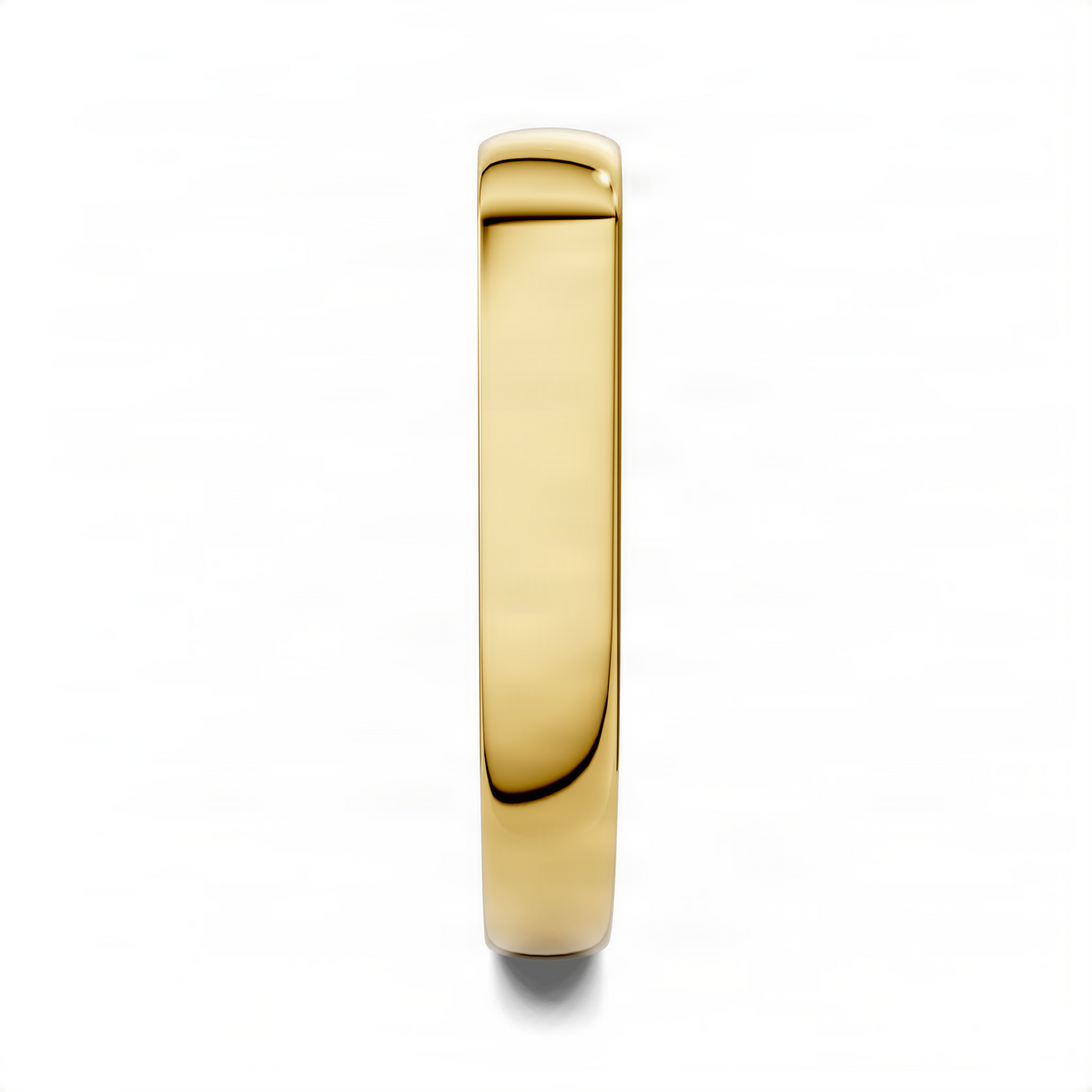 Bold stacker ring in yellow gold, side profile with domed band