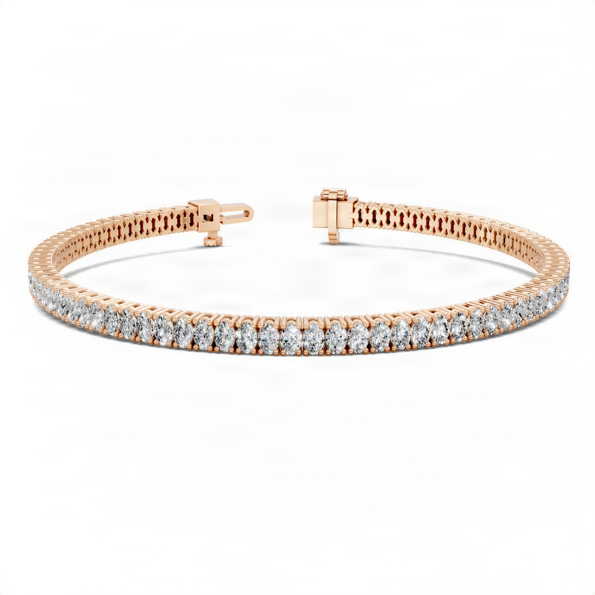 Rose gold tennis bracelet with round pavé diamonds