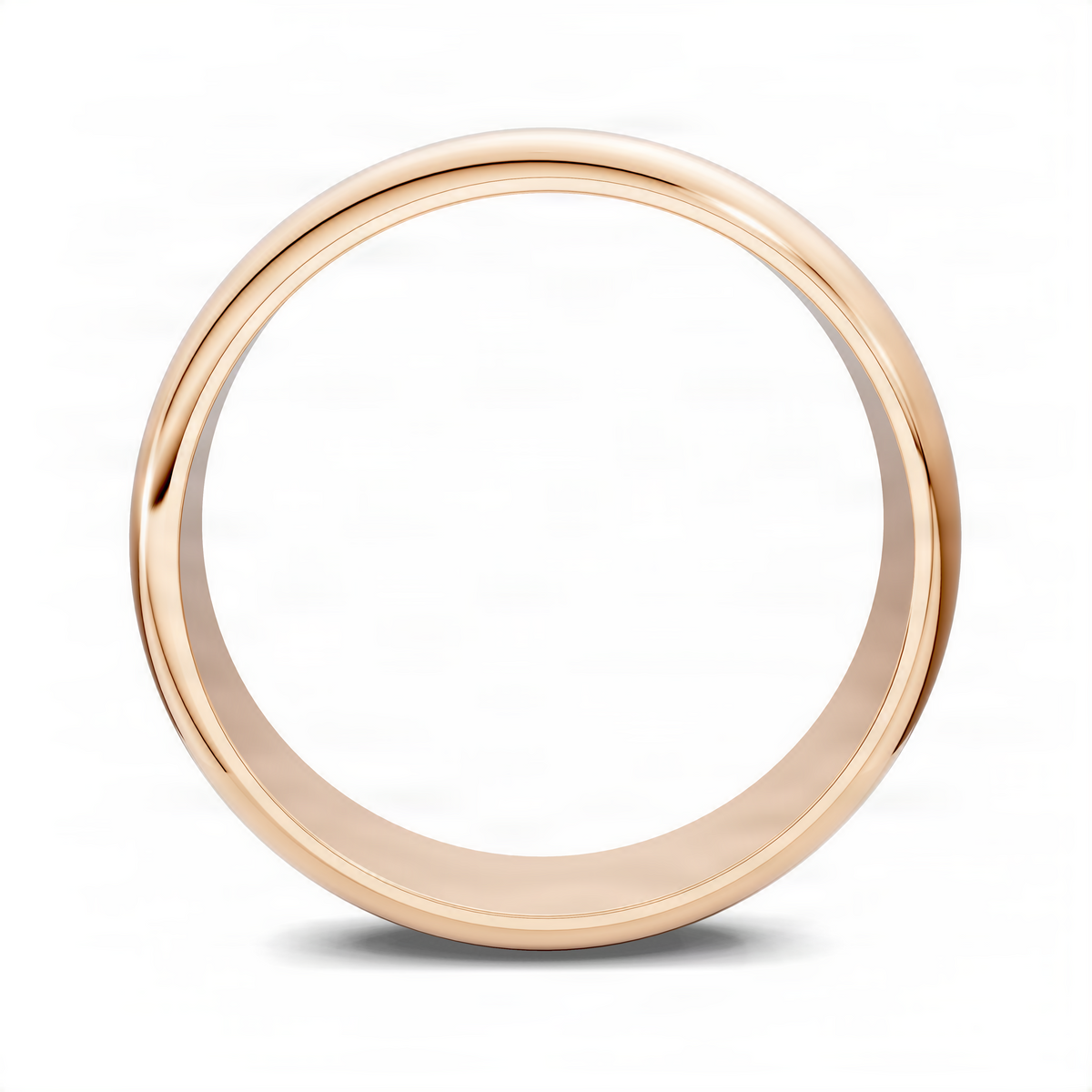Opes domed band ring in rose gold, front view of smooth rounded band