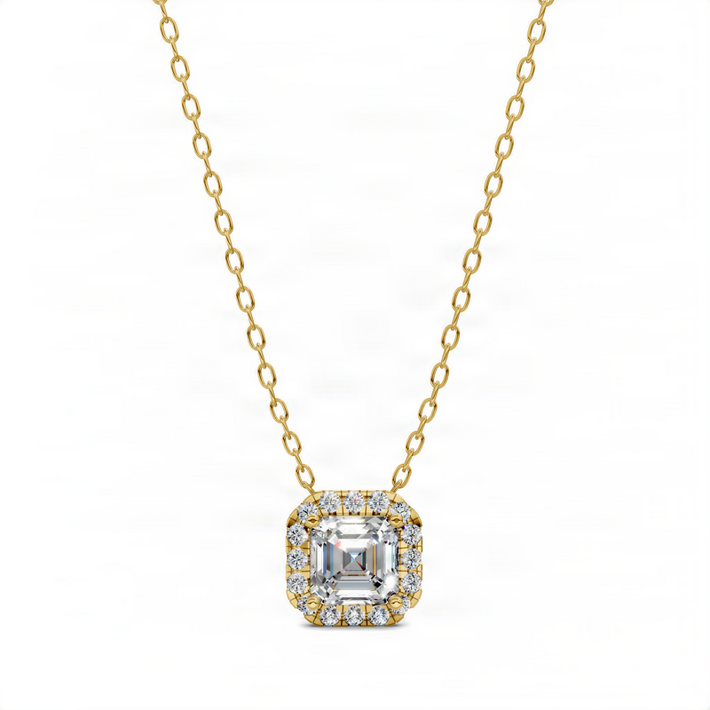 Opes Halo Diamond Asscher Pendant
