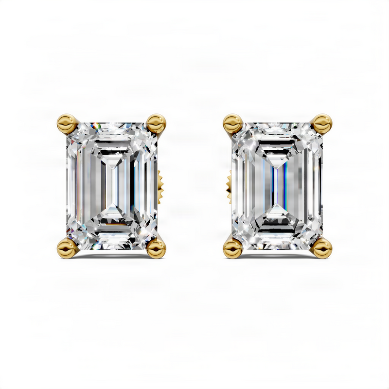 Opes Emerald Cut Basket Studs