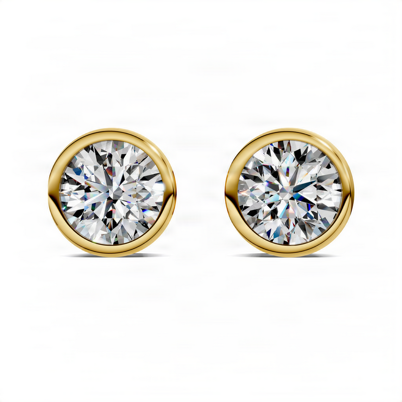 Opes Round Cut Bezel Stud Earrings