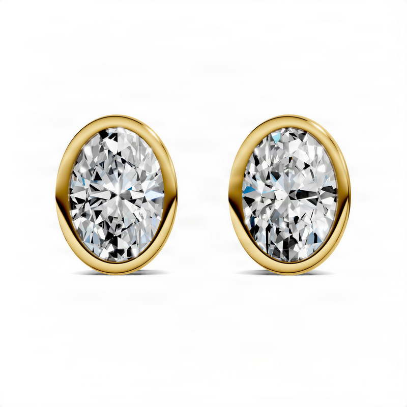 Opes Oval Cut Bezel Stud Earrings