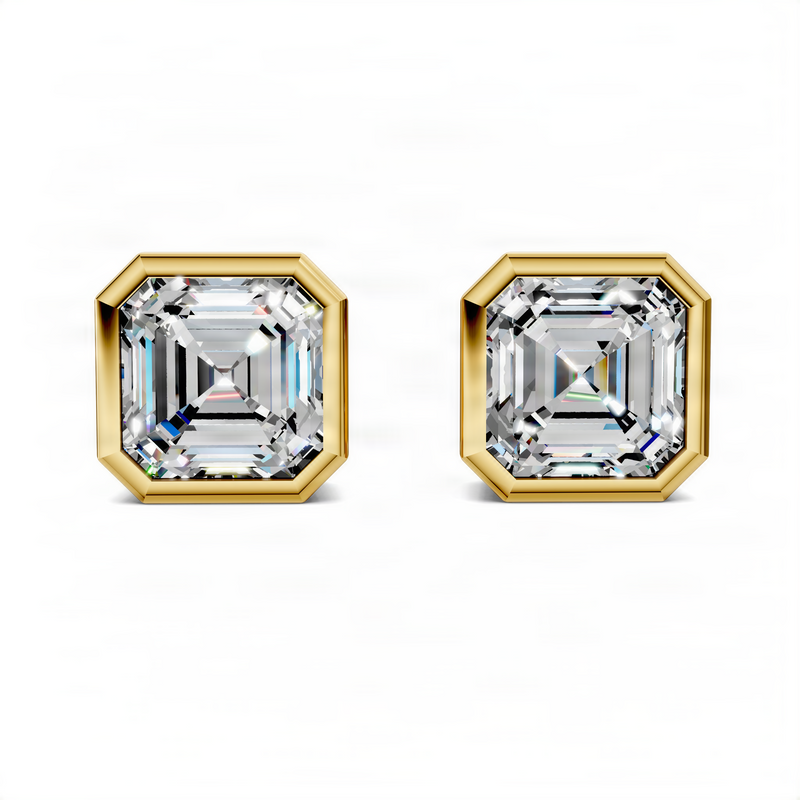 Opes Asscher Cut Bezel Stud Earrings