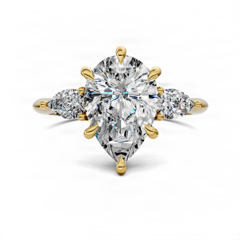 Opes Pear Three Stone Ring