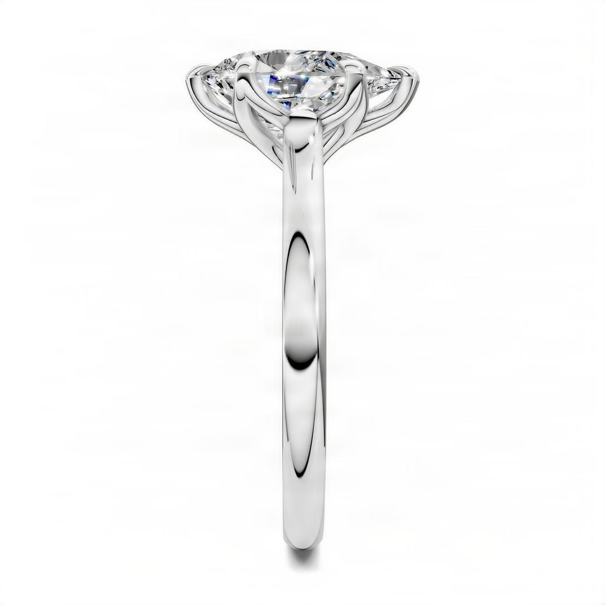 Platinum pear solitaire ring with slender band and prong-set center stone