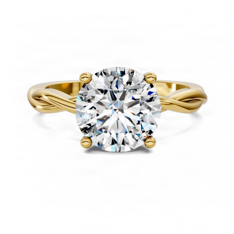 Opes Round Twisted Vine Solitaire Ring