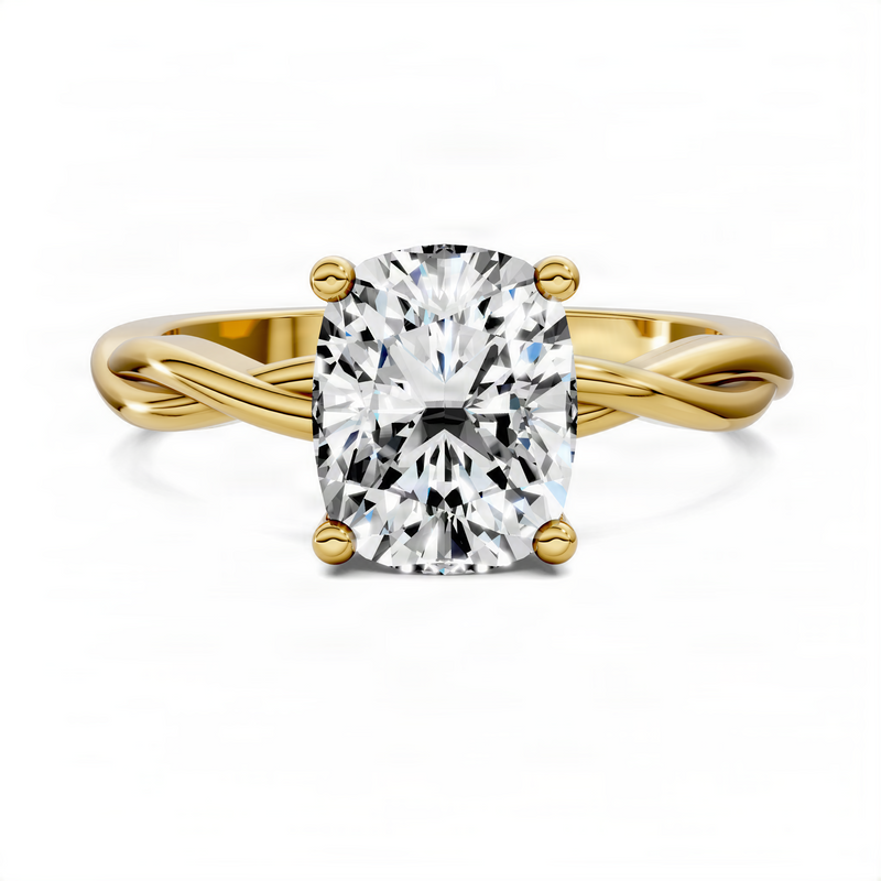 Opes Cushion Twisted Vine Solitaire Ring