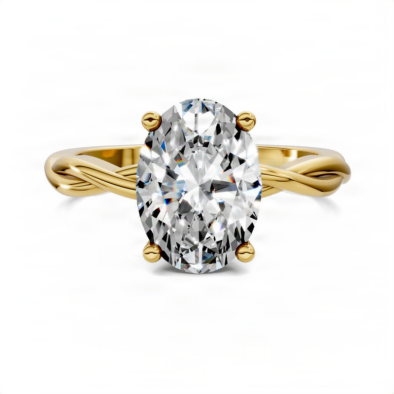 Opes Oval Twisted Vine Solitaire Ring