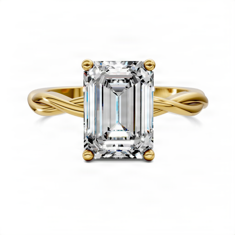 Opes Emerald Twisted Vine Solitaire Ring
