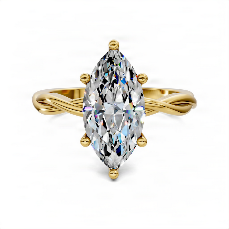 Opes Marquise Twisted Vine Solitaire Ring