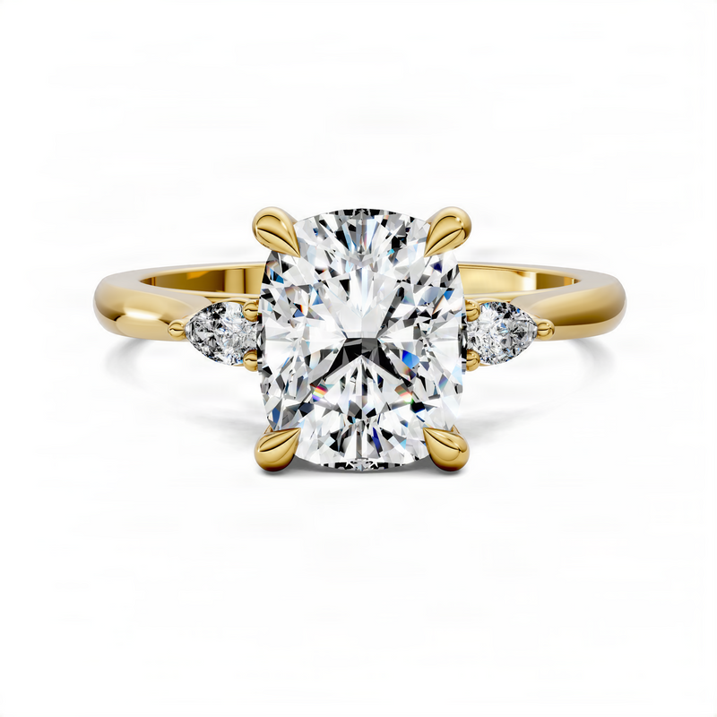 Opes Cushion Three Stone Classic Ring