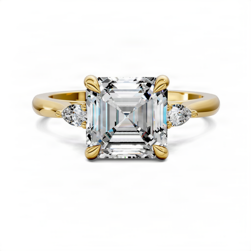 Opes Asscher Three Stone Classic Ring