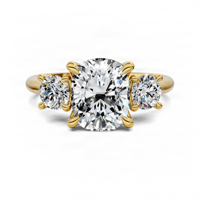 Opes Cushion Three Stone Ring