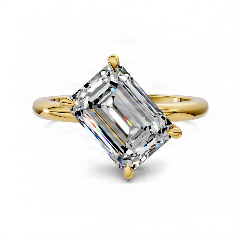 Opes Emerald Angled Solitaire Ring