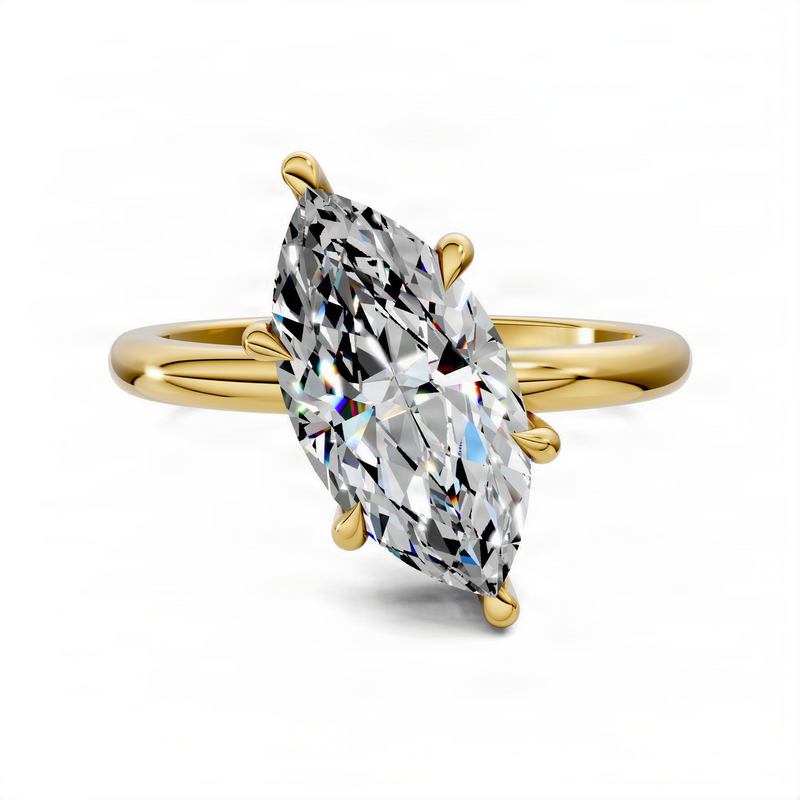 Opes Marquise Angled Solitaire Ring