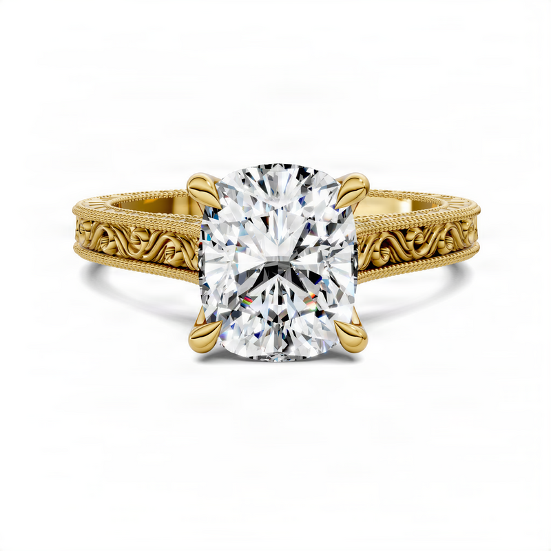 Opes Cushion Vintage Vine Ring
